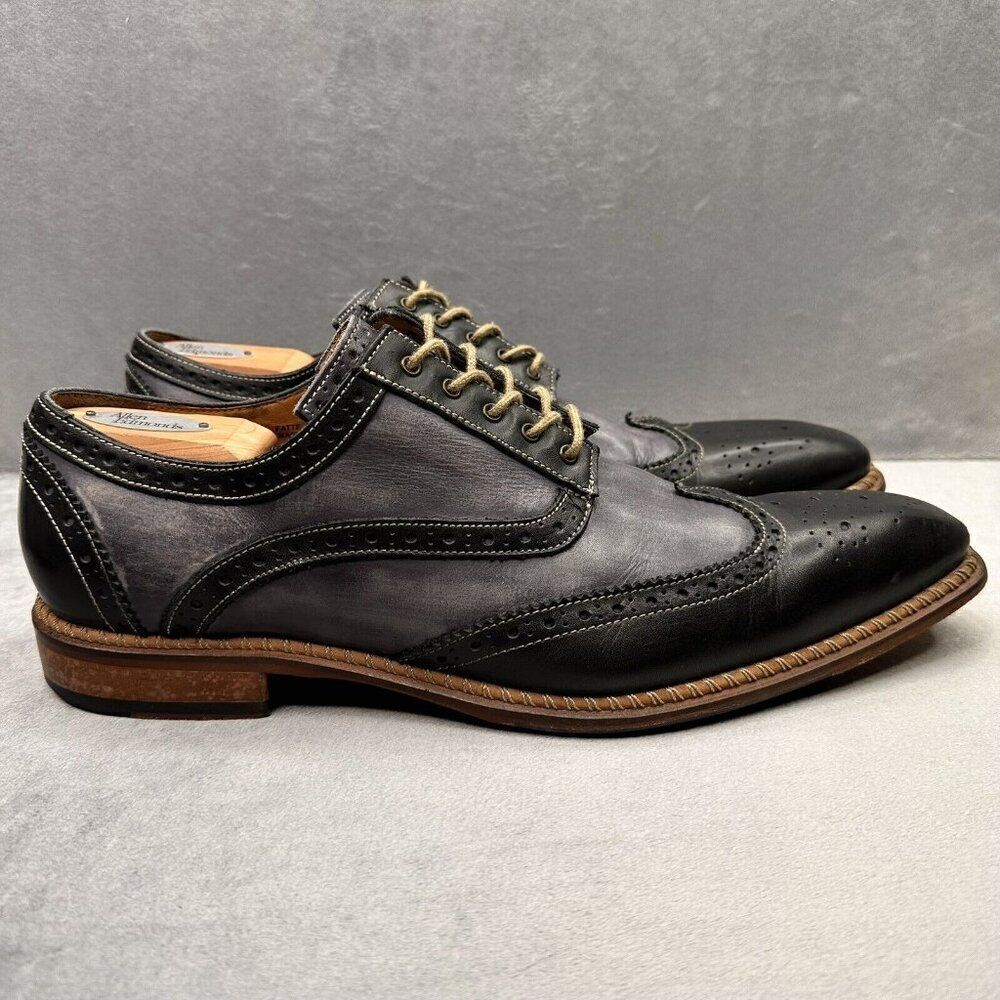 Jose Real Florence Mens Size 46 (US 13) Wingtip Oxford Jet Black Charcoal Veloce
